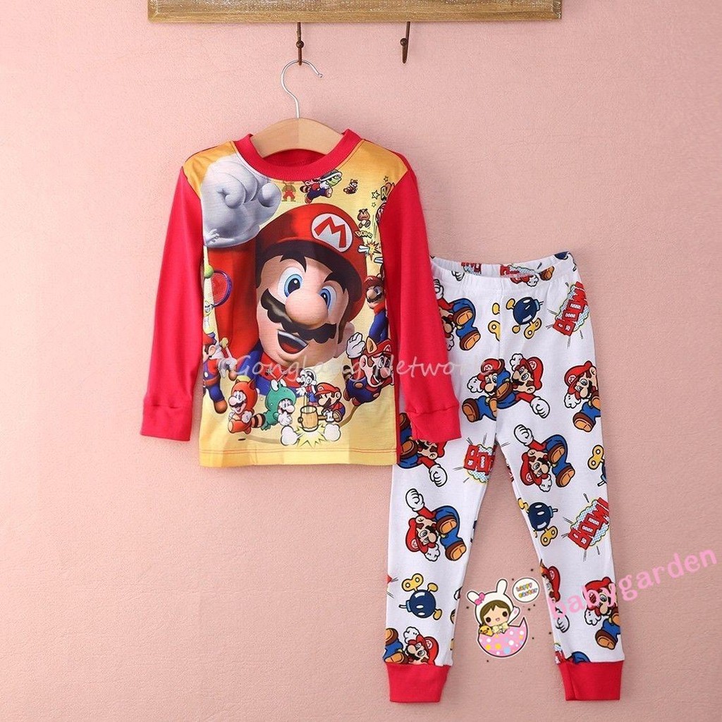 ღ♛ღNew Baby Mario Baby Toddler Kids Boys Nightwear Sleepwear Pyjamas Set Age