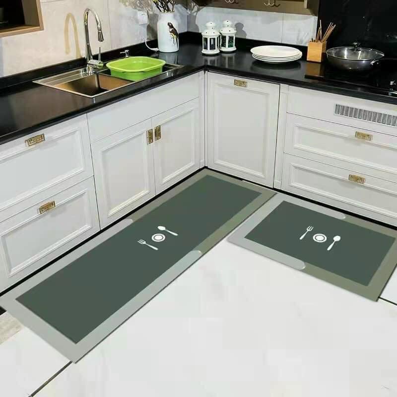 Bộ thảm nhà bếp 2 tấm bằng chất liệu silicon cao cấp, thấm nước cực tốt ( màu ngẫu nhiên )
