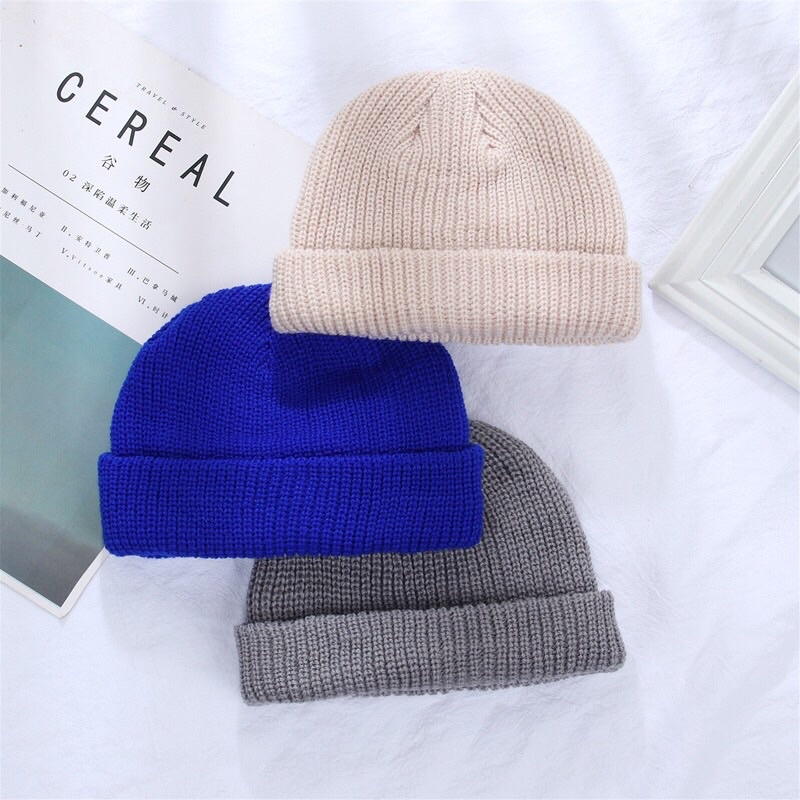 [ Mã LINHHTT01 giảm 10k]  Mũ len, mũ Beanie dệt kim dáng ngắn thiết kế đơn giản Unisex - TinyShop