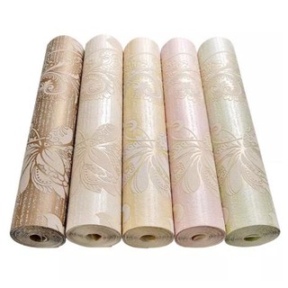 10 m giấy dán tường hoa lá in nổi 3d khổ 53 cm ( dùng keo )