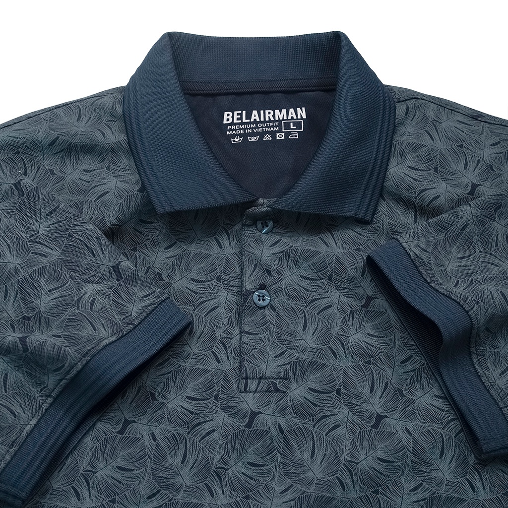 Áo Polo nam có cổ form regular tay ngắn họa tiết lá rùa PLIN0048 - BELAIRMAN