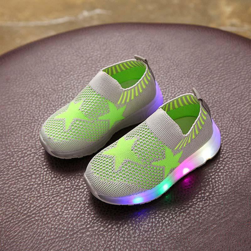 Children Boys Girls Shoes Kids Sneakers Star Print Light Led Shoes Kids Trainers