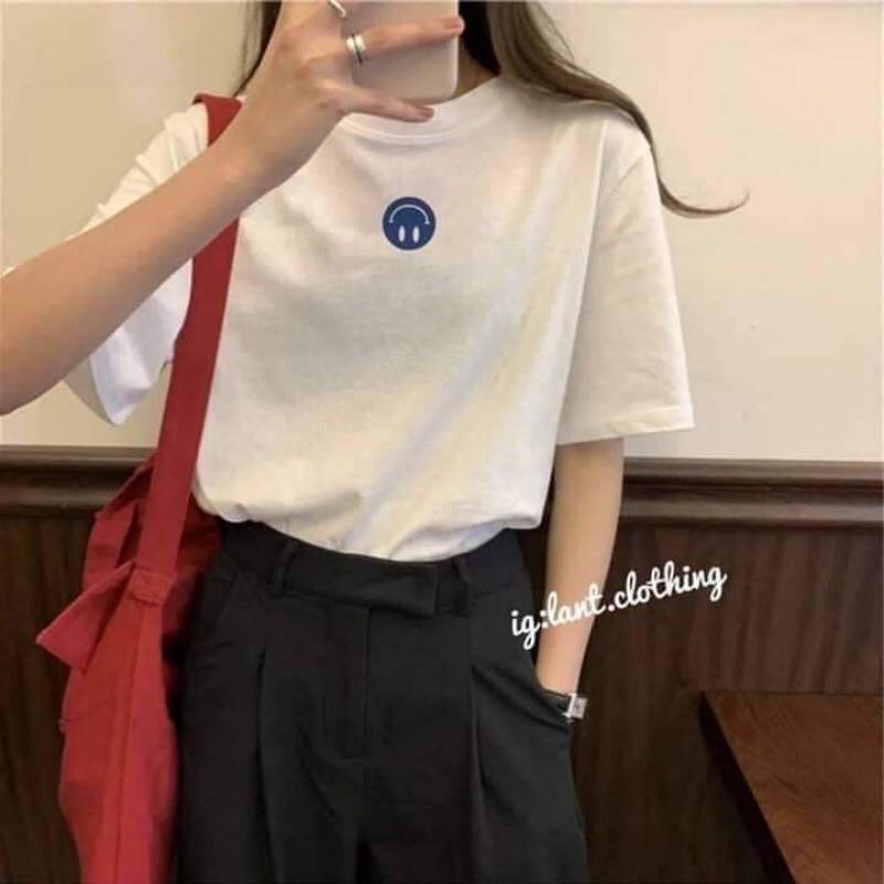 [Mã WASKT410K giảm 10K đơn 50K] [Rẻ Vô Địch] Áo thun cotton tay lỡ Unisex -- Áo mặt cười ngược 🙃