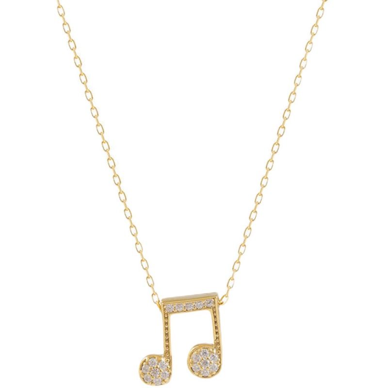Vòng cổ Bạc 925 Mặt Hình Nốt Nhạc Đính Đá Zircon Nhiều Màu Sắc Xinh Xắn Cho Nữ