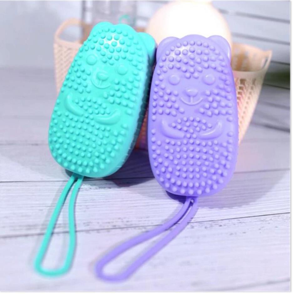 Bàn chải tắm hình gấu 2 mặt Silicone - BX3818