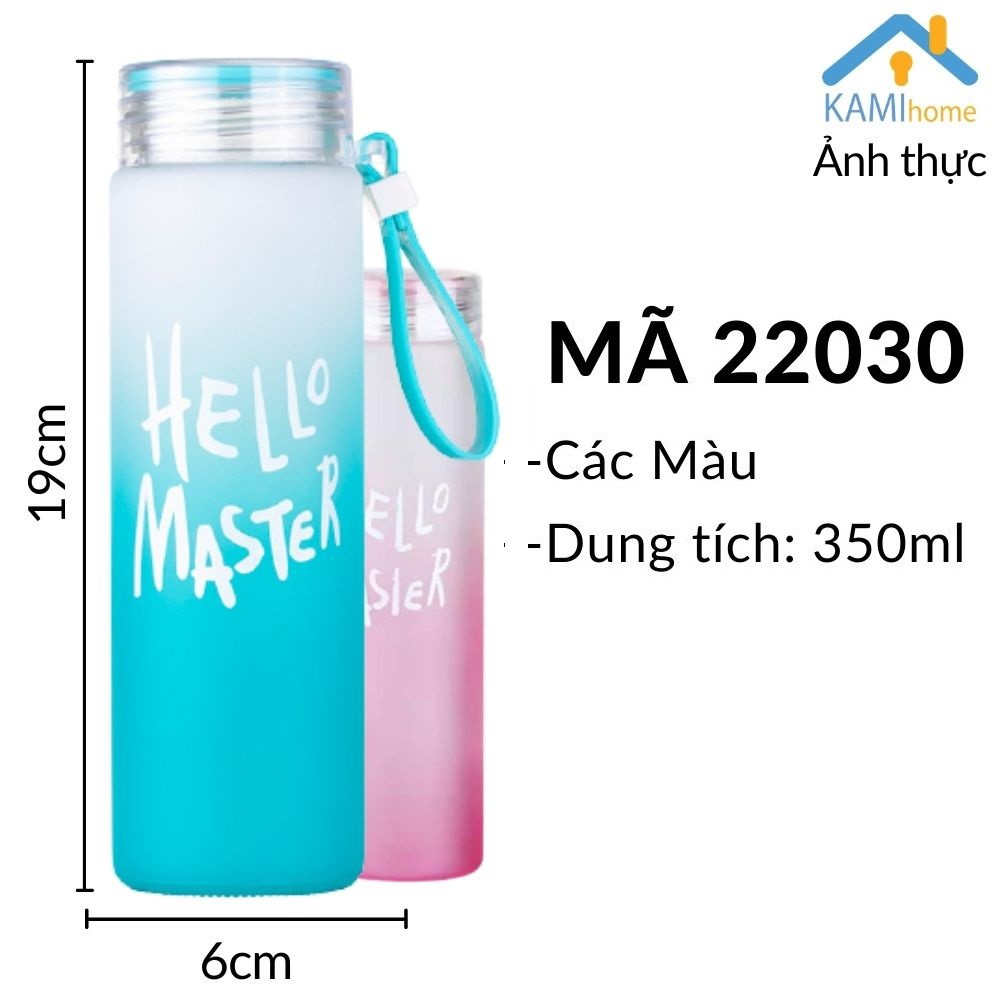 Bình nước thủy tinh Vỏ nhựa cách nhiệt Bán kèm Túi đựng nước 350ml mã 22031