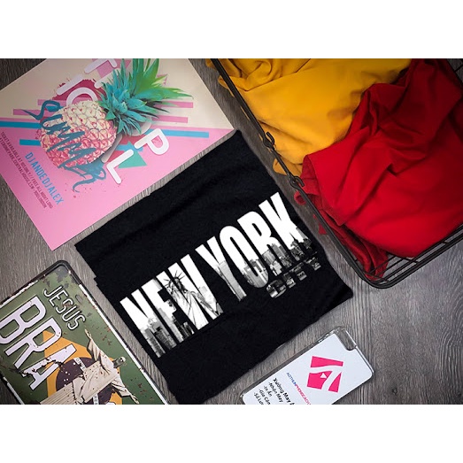 ÁO THUN UNISEX NAM-NỮ FORM RỘNG-TAY LỠ IN 3D NEW YORK SIZE >75KG, COTTON 75%, AT49 | BigBuy360 - bigbuy360.vn