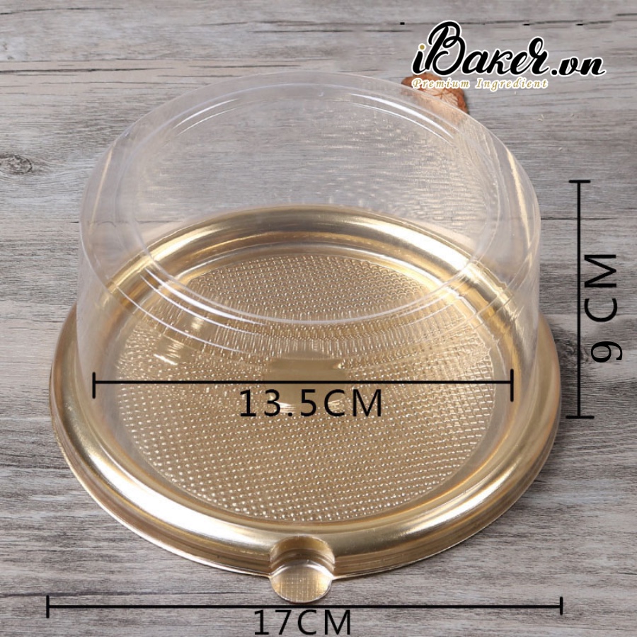 Hộp nhựa tròn đế vàng A1680G nắp cao 9cm
