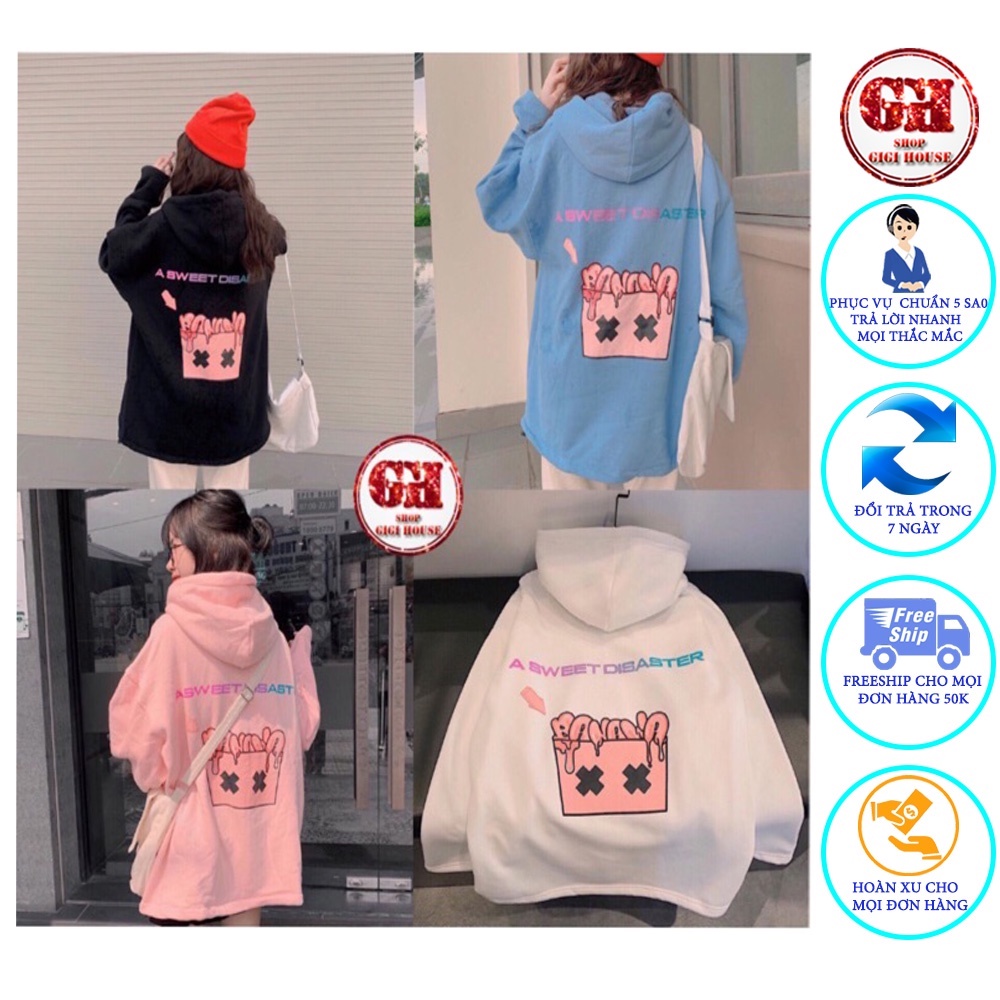 FREESHIP 50K - Áo khoác nỉ A SWEET unisex dáng rộng hàn quốc HDBACHTUOT