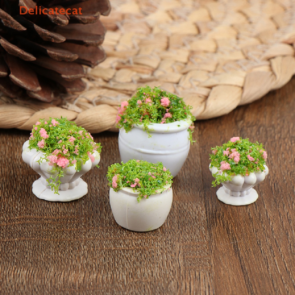 2 Chậu Hoa Mini Xinh Xắn Cho Nhà Búp Bê Tỉ Lệ 1: 12