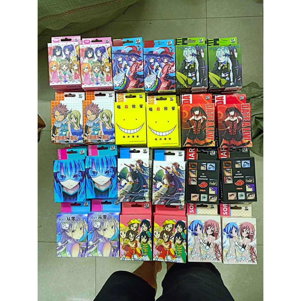 Bộ bài tây 54 lá tú lơ khơ anime manga tổng hợp Kimetsu Naruto Re zero Attack on titan Conan One Piece
