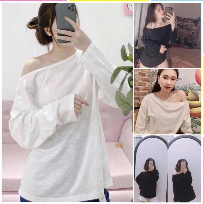 ÁO THUN LỆCH VAI TAY DÀI SIÊU SEXY NHIỀU MÀU