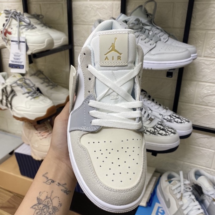 Giày thể thao sneaker  Nike Jordan Low  Paris JD1 xám xanh thấp cổ nam nữ cao cấp full bill box