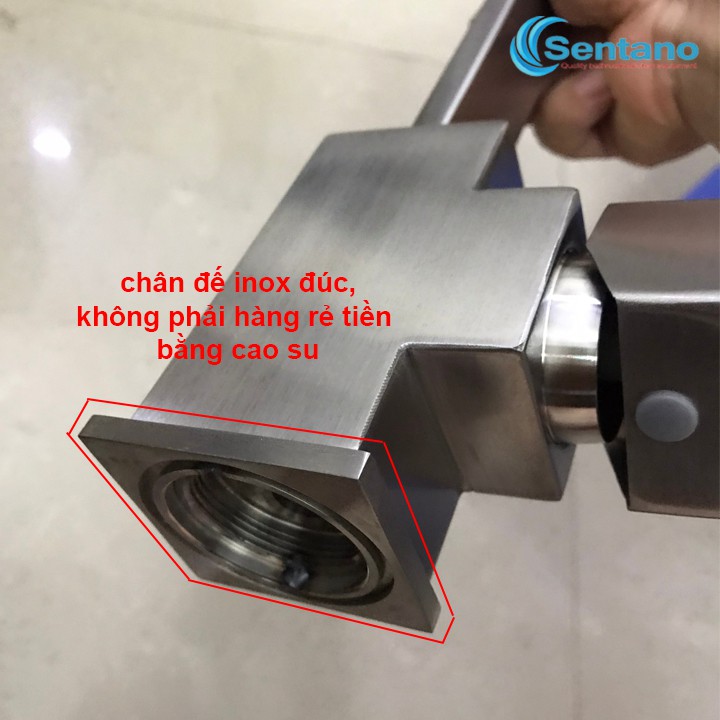 [MÃ SALE 5%][THÂN ĐÚC - ĐẾ ĐÚC DÀY] Vòi rửa chén nóng lạnh inox 304 xoay 360 gắn chậu rửa chén inox ( Kiểu vuông dẹt )