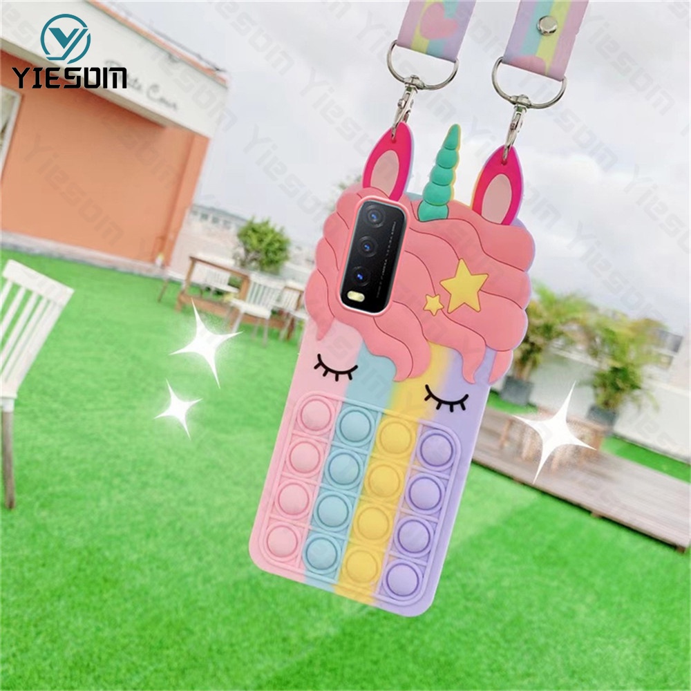 Ốp Điện Thoại Hình Kỳ Lân Có Dây Đeo Cho Vivo Y20 Y20S Y12S 2021 Y17 Y12 Y15 Y12i