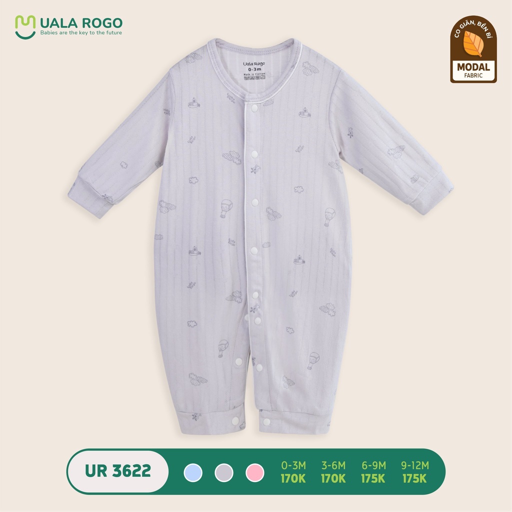 Bodysuit cho bé Uala rogo vải Modal Fabric 0-9 tháng liền thân gọn gàng bé trai bé gái Ur3622