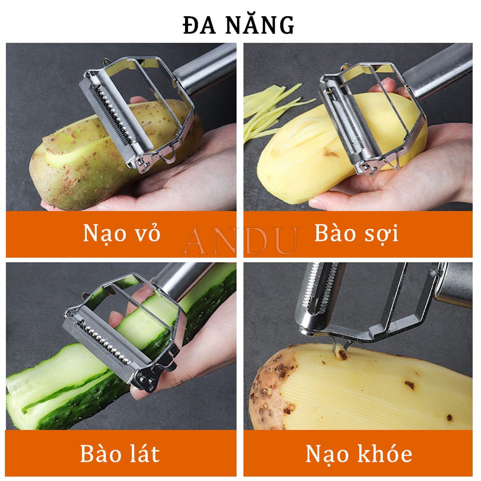 Dụng Cụ Bào Củ Quả Thành Sợi Đa Năng, Nạo Bằng Thép Inox Không Gỉ Tiện Lợi Cho Mọi Nhà