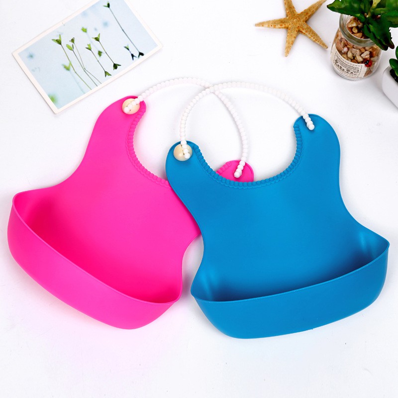 Yếm ăn em bé bằng silicon chống nước nhiều màu sắc dễ thương