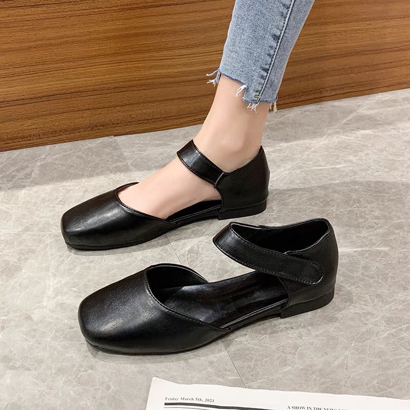 Giày Sandal Quai Bản Bít Mũi 2P Dáng Trơn E5