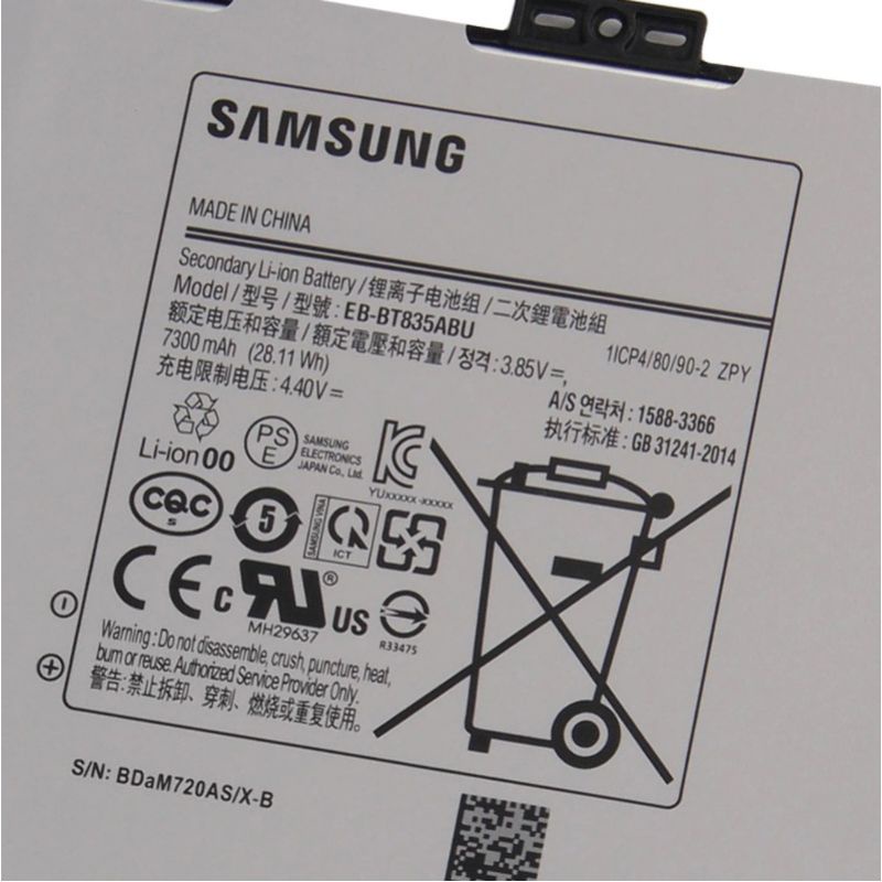 Pin Samsung Galaxy Tab S4 10.5 SM-T830 T835 T830 SM-T835 bảo hành 6 tháng đổi mới.