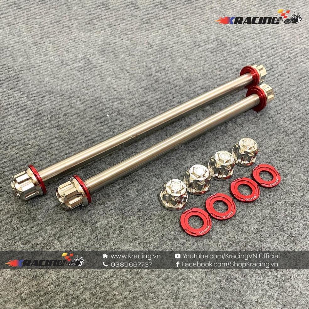 Cốt Bánh Salaya Trước Sau Cho Sirius, Jupiter Chuẩn Inox304 Siêu Sáng Kèm Lông Đền Nhôm Đỏ 123