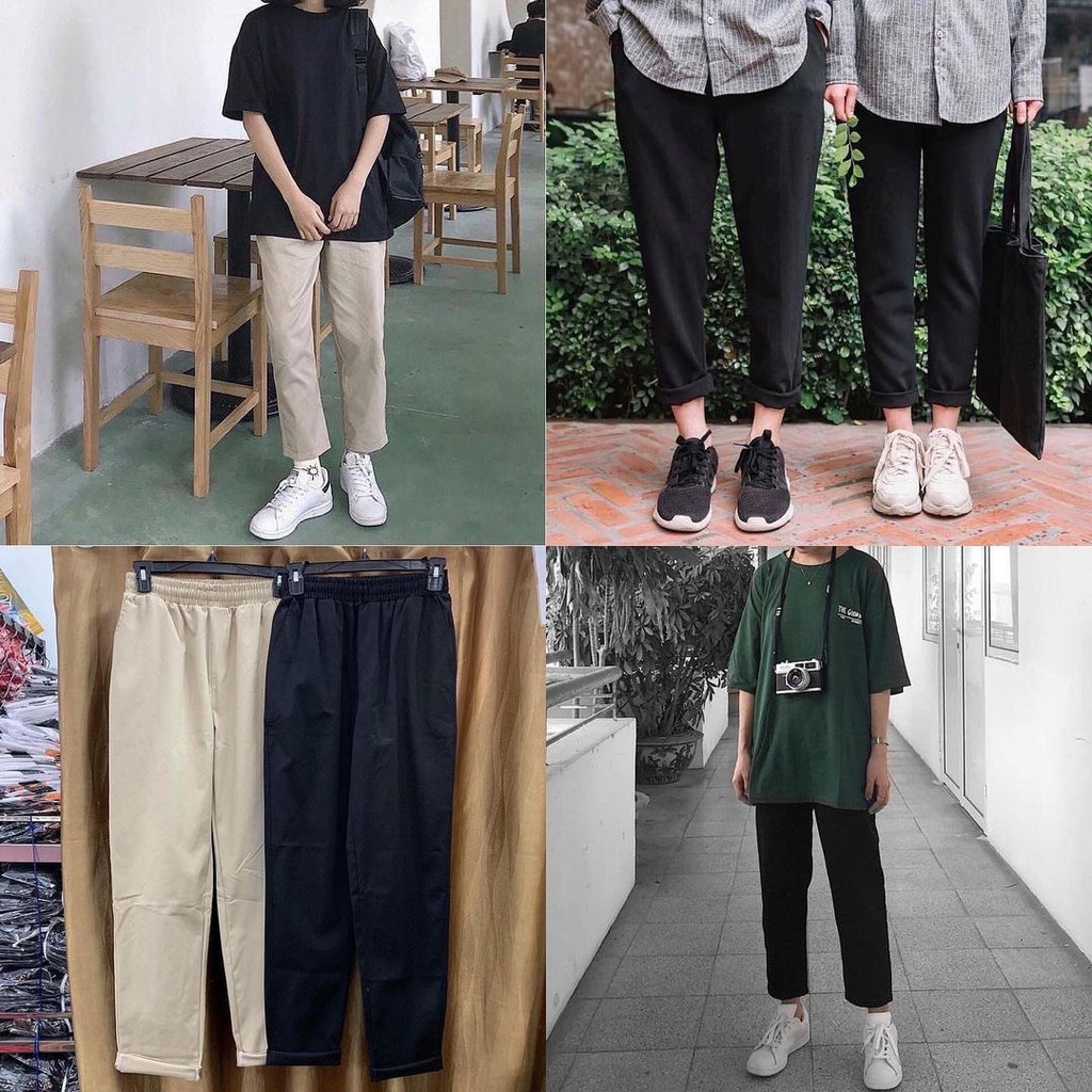 Quần xuông kaki KA Closet vải kaki, ống xuông 3 màu Đen Vàng Sữa, mặc đi học, đi chơi, hot hit