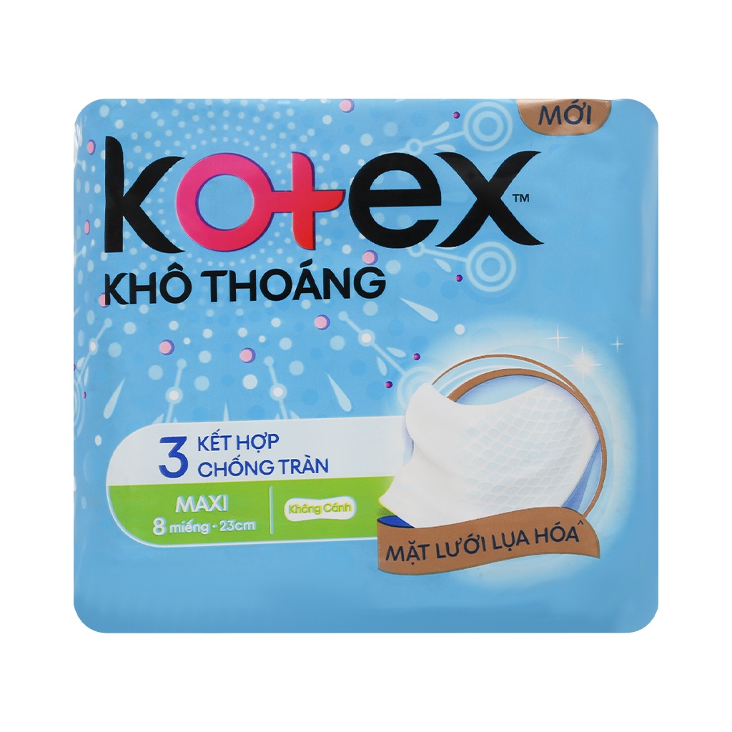 Băng vệ sinh Kotex MAXI cánh/ không cánh gói 8 miếng 23cm