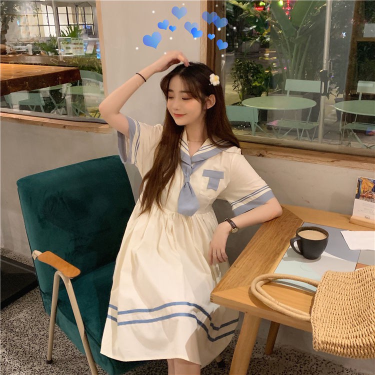 Đồng phục mới mùa hè jk phong cách hải quân ăn mặc nữ sinh Phiên bản Hàn Quốc của bộ đồ thủy thủ lỏng lẻo Váy ngắ