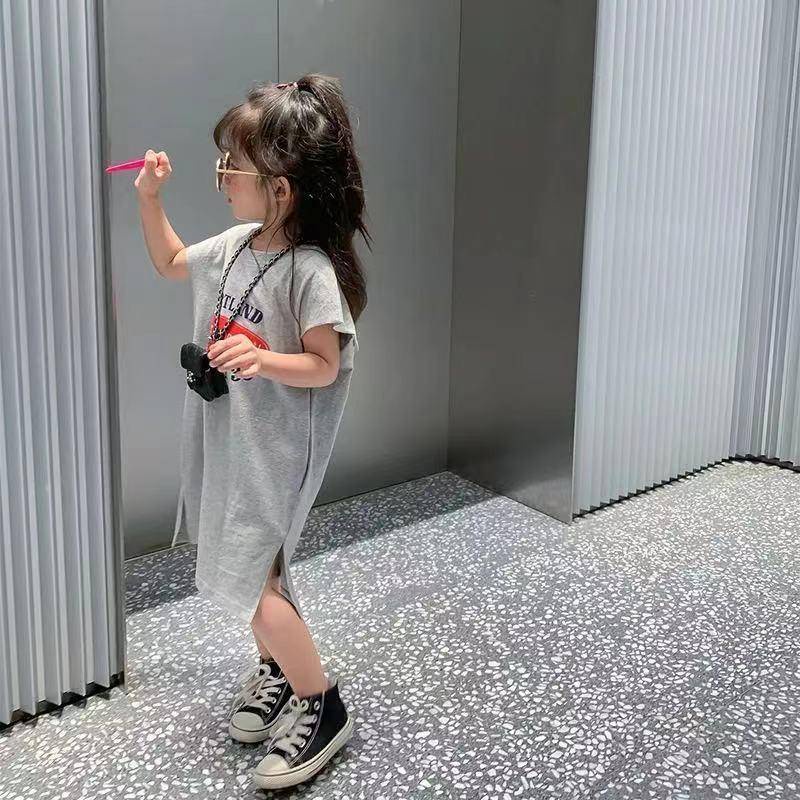 Áo Thun Cotton Trơn Ngắn Tay In Chữ Thời Trang Mùa Hè Hàn Quốc Hàng Mới Dành Cho Bé Gái