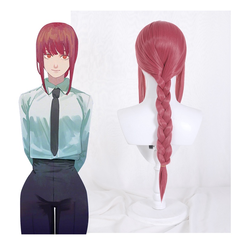 Wig/tóc giả cosplay Makima Chainsaw Man màu đỏ hồng cam