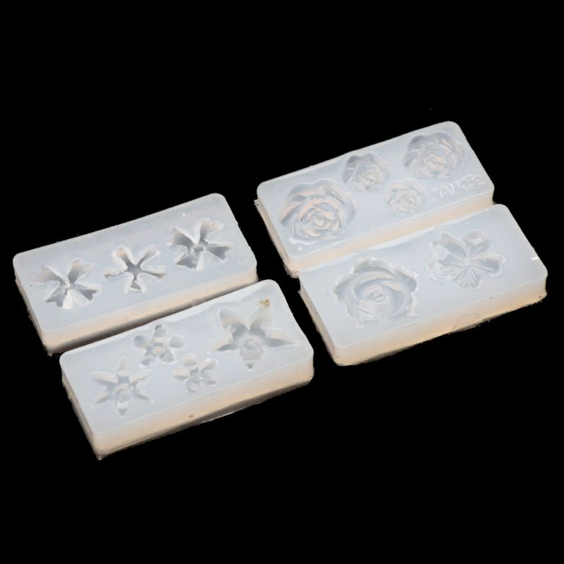 Sa Set 4 Khuôn Silicon Trong Suốt Hình Hoa Làm Trang Sức DIY