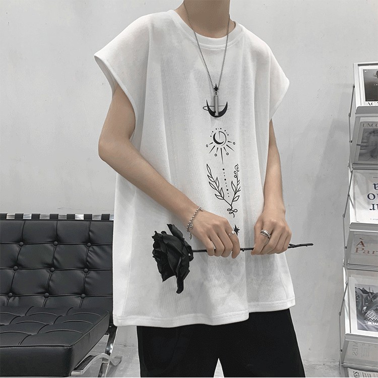 Áo thun bóng rổ sát nách cổ tròn form rộng chất liệu Cotton thời trang Hàn Quốc cho nam