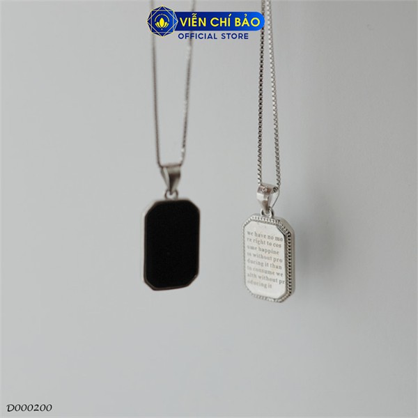 Dây chuyền bạc nữ đá đen chữ nhật chất liệu bạc 925 thời trang phụ kiện trang sức nữ Viễn Chí Bảo D000200