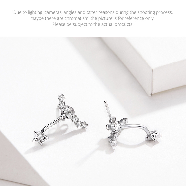 Khuyên tai Bamoer bằng bạc 925 hình ngôi sao thời trang nữ tính bse175