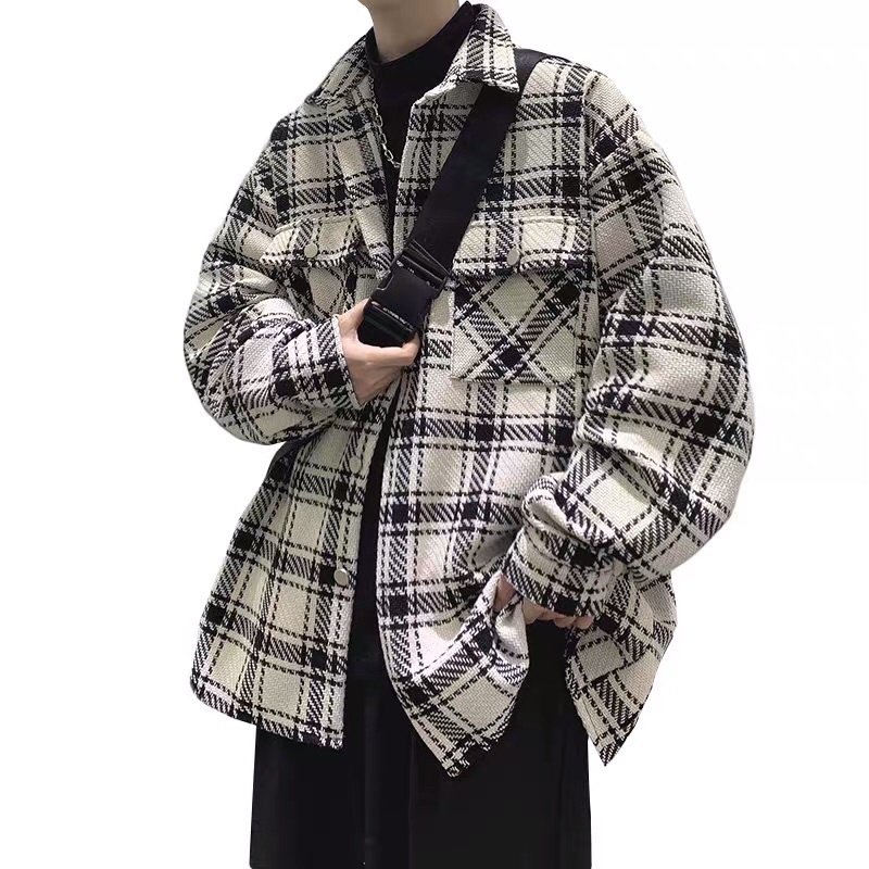 Áo khoác dạ kẻ unisex