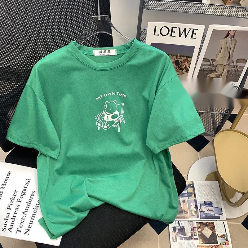 Áo Thun Tay Ngắn Dáng Rộng In Hình Gấu Phong Cách Hàn Quốc Thời Trang Mùa Hè Mới Cho Nữ