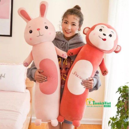 Gối Ôm Cho Bé Hình Thú 75cm, Để Bé Đi Chơi, Ôm Đi Ngủ, Gấu Ôm Thỏ, Khỉ, Êch, Sư Tử Dễ Thương