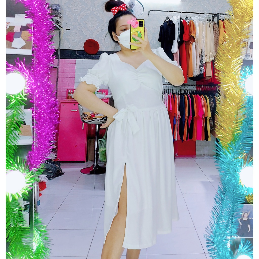 ĐẦM LỤA TRẮNG BIGSIZE XẼ ĐÙI 58-90KG | BigBuy360 - bigbuy360.vn