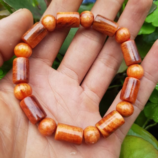 Vòng tay nữ gỗ huyết long đốt trúc hạt tròn 8 m m