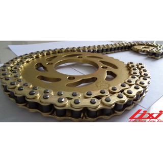 Bộ nhông sên dĩa xe Exciter II/04 428H-15T-39T-114L đúc xi vàng Lixi