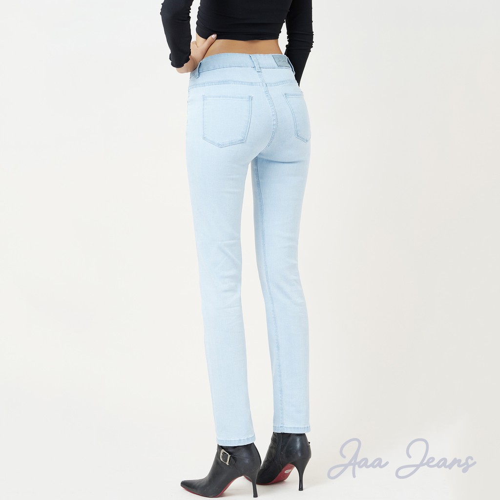 [Mã WABRLOW5 giảm 15% đơn 300K] Quần Jean Nữ Aaa Jeans Ống Đứng Lưng Cao Xanh Sáng