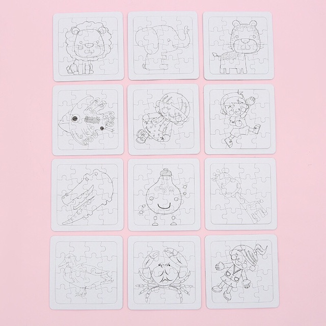 Bộ 3 tranh ghép 15x15cm cho bé tô màu sáng tạo