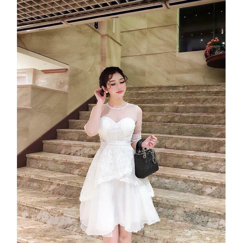 Đầm dự tiệc ren xòe phồng | BigBuy360 - bigbuy360.vn