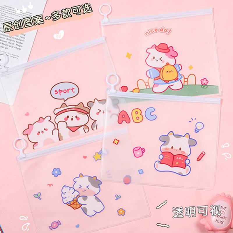 Túi Đựng Mỹ Phẩm , Hộp Bút Trong Suốt Phong Cách Nhật Bản Cute cartoon Transparent Big Pencil Case PVC School Supplies Pencil Bag Stationery Gift School Back To School Pencil Box kids gift