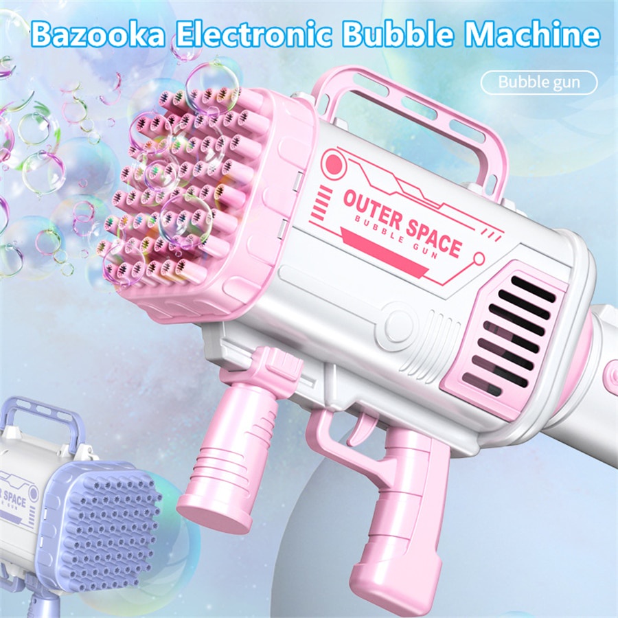 60-Lỗ Trẻ em Gatling Súng bắn bong bóng Bazooka Đồ chơi Sạc điện Máy làm bong bóng tự động Mùa hè Nước xà phòng Ngoài trời Đồ chơi trẻ em