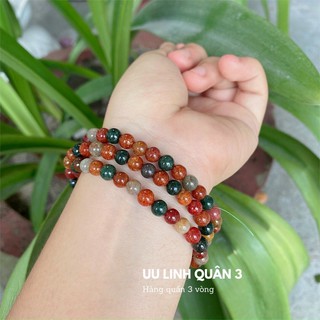 Vòng tay đá thach anh ưu linh đa sắc kín vân loại bóng đậm kiểm định
