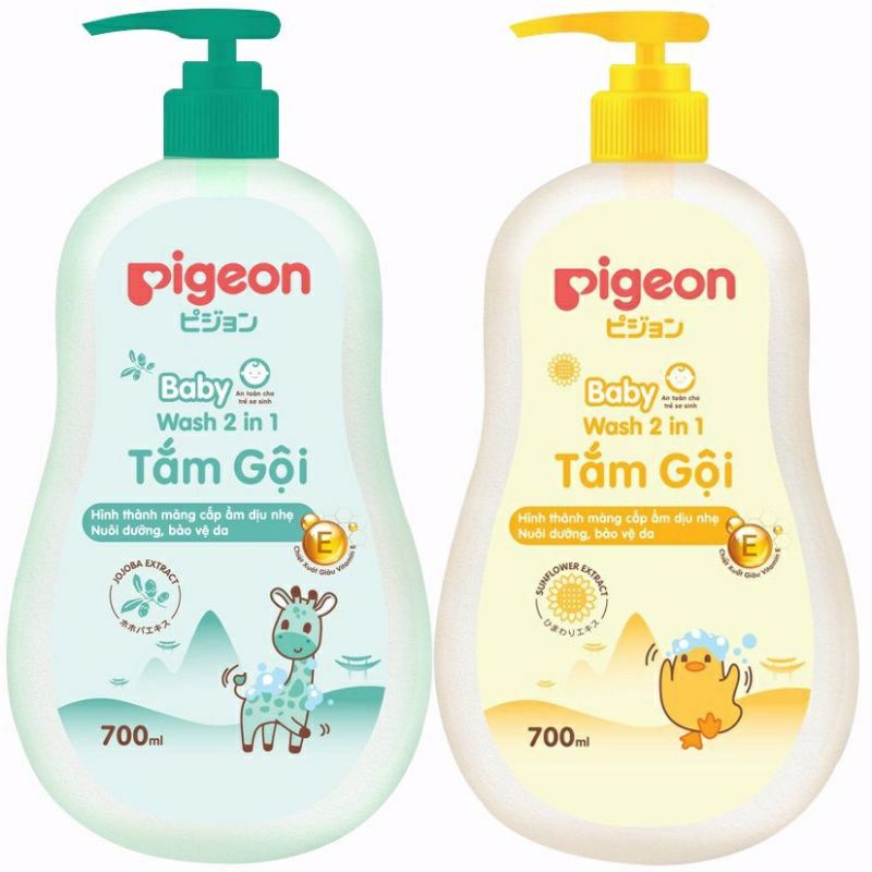 Sữa Tắm Gội Pigeon 2 Trong 1 Tinh Chất Hạt Jojoba Dành Cho Da Nhạy Cảm (700ml)