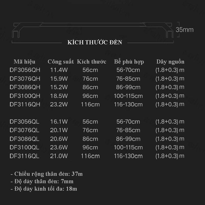 Đèn bể cá đĩa JIYIN 56cm-116cm