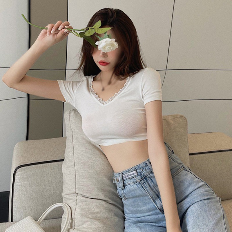 Áo Thun Tay Ngắn Cổ Chữ V Hở Lưng Thời Trang Cho Nữ