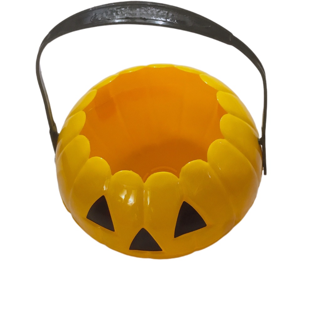 Giỏ bí ngô bằng nhựa xin kẹo cho bé Halloween 25cm,  đồ chơi giỏ đựng kẹo bằng nhựa hình bí ngô trang trí Halloween